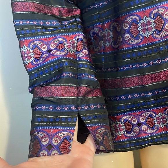 Talbots women’s 4 petite 4p small blazer jacket blouse Black pink pattern silk - Picture 4 of 10